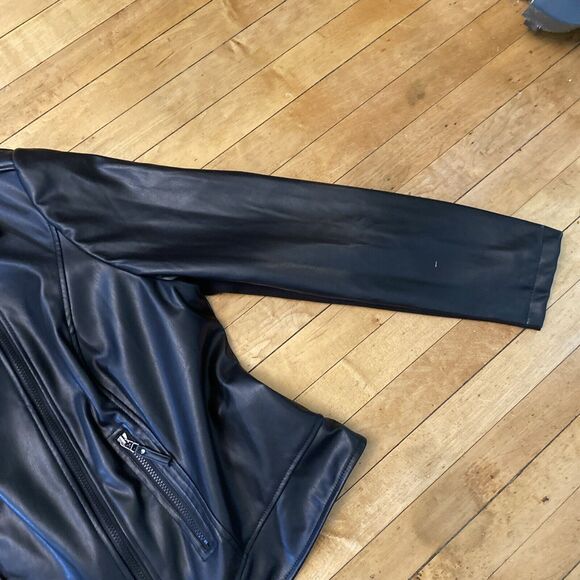 Lane Bryant Womens Jacket Size L? Black Polyester Faux Leather Bomber - Picture 4 of 16
